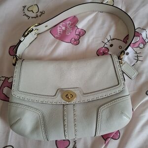 Coach White and Gold Shoulder Bag